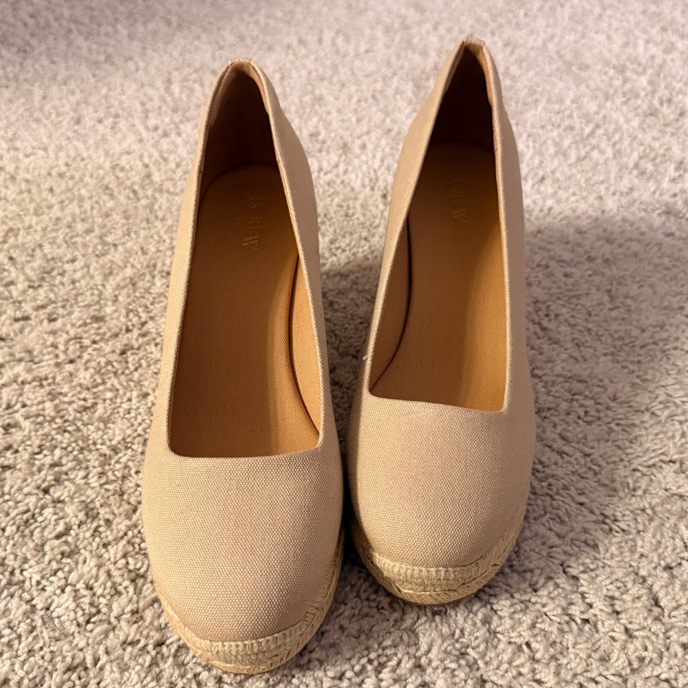 J. Crew Factory Tan Wedge Espadrilles Size 10 - Picture 7 of 9